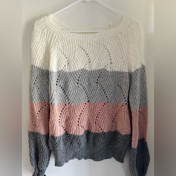 Women's Colorblock Drop Shoulder Knit Sweater - Picture 3 of 5